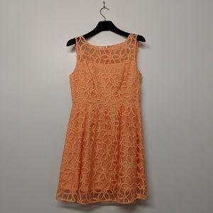 Orange floral design sleeveless dress